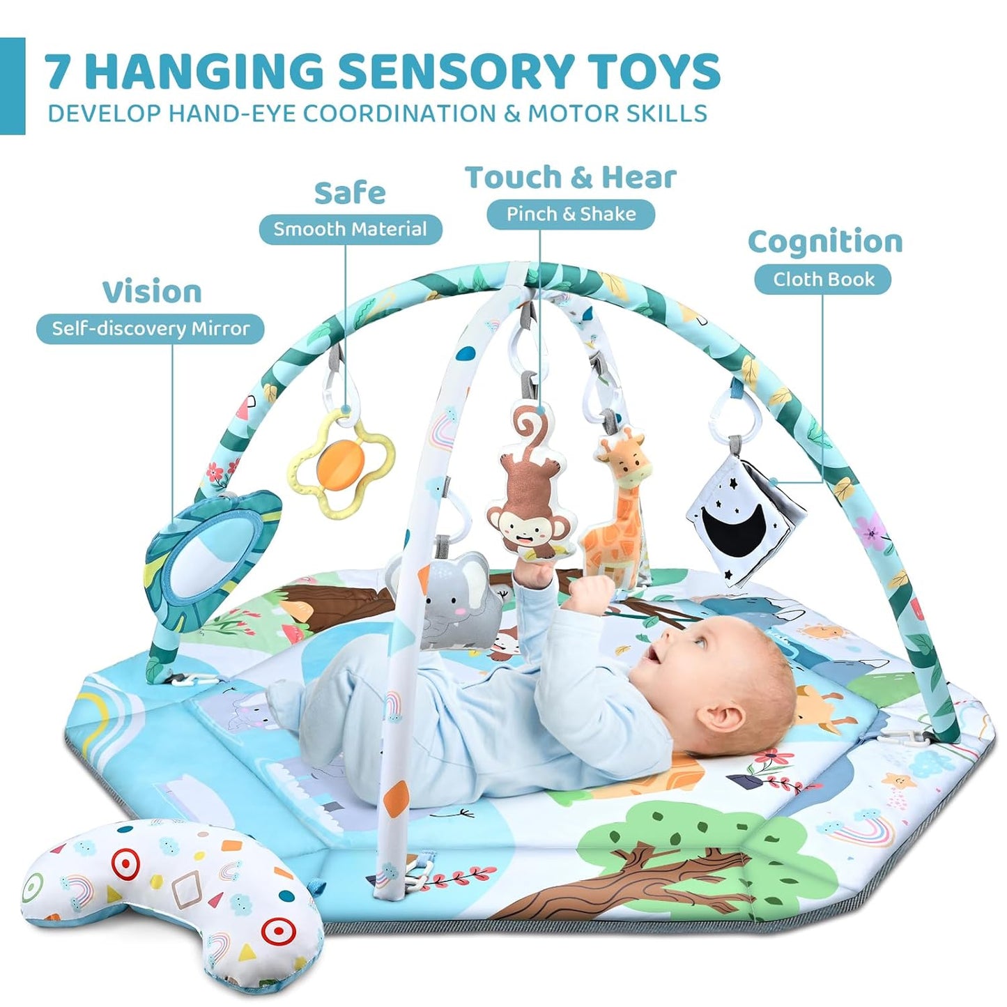 8-in-1 Baby Speelkleed met 6 Speeltjes | Stimulatie van Zintuigen en Motoriek voor Baby’s