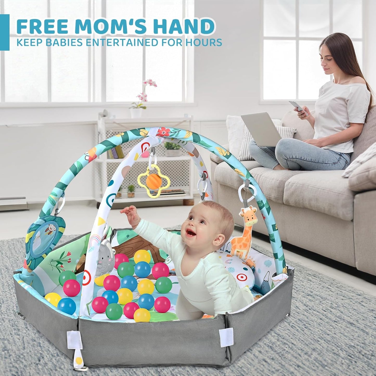 8-in-1 Baby Speelkleed met 6 Speeltjes | Stimulatie van Zintuigen en Motoriek voor Baby’s