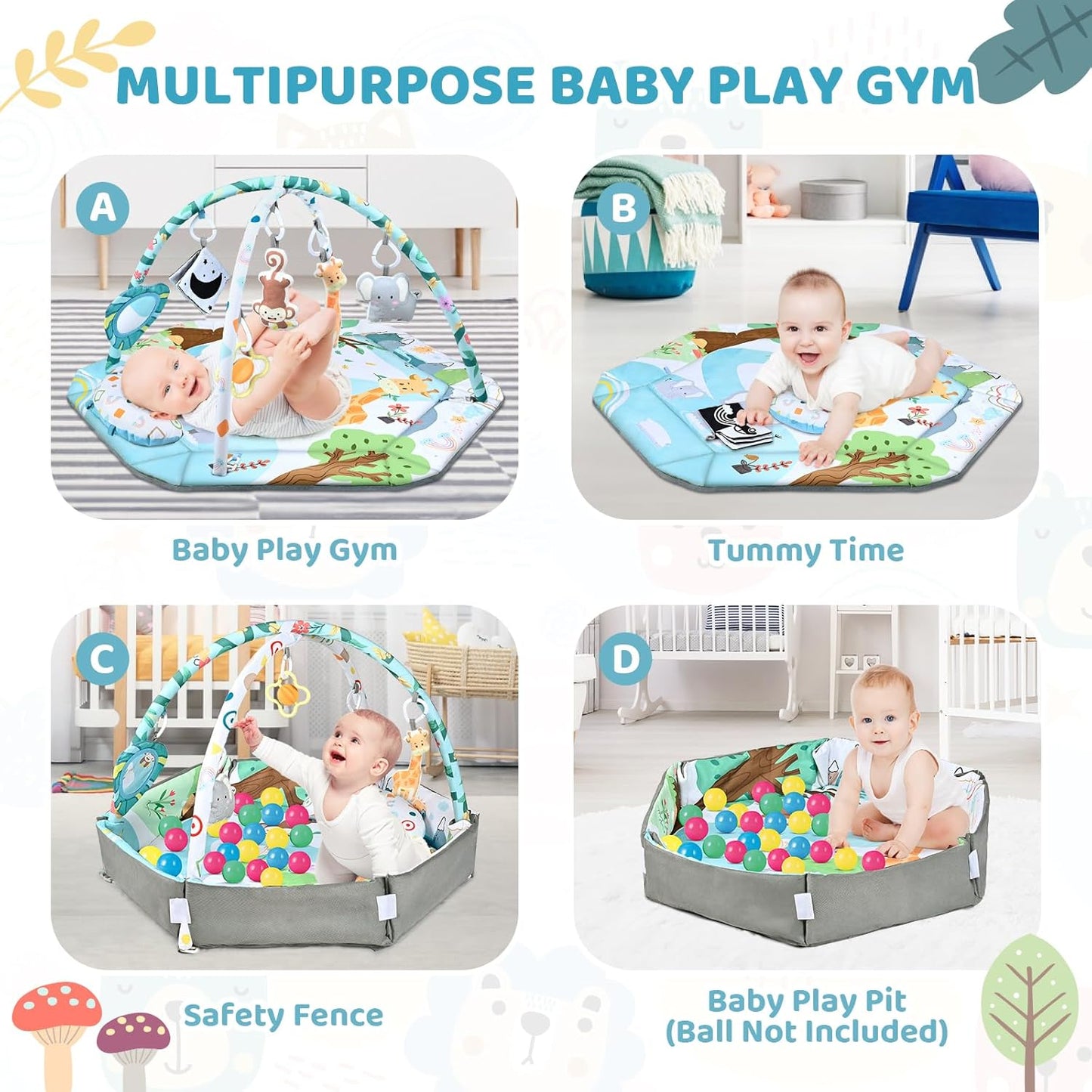 8-in-1 Baby Speelkleed met 6 Speeltjes | Stimulatie van Zintuigen en Motoriek voor Baby’s