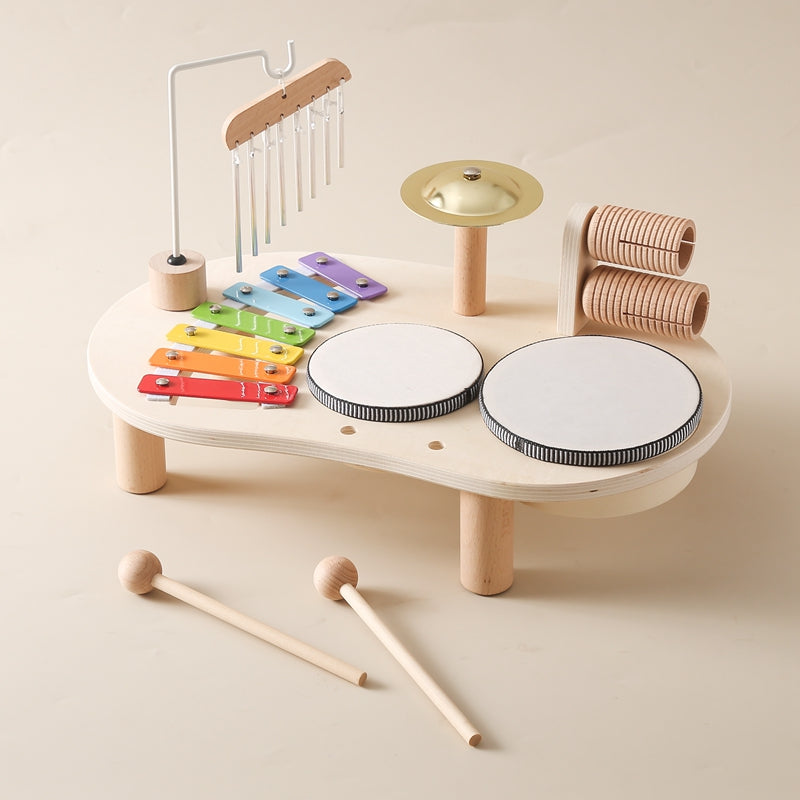 Houten Muziektafel | Educatief Muziekinstrument voor Kinderen, Inclusief Trommels, Xylofoon & Bekkens, +1 Jaar